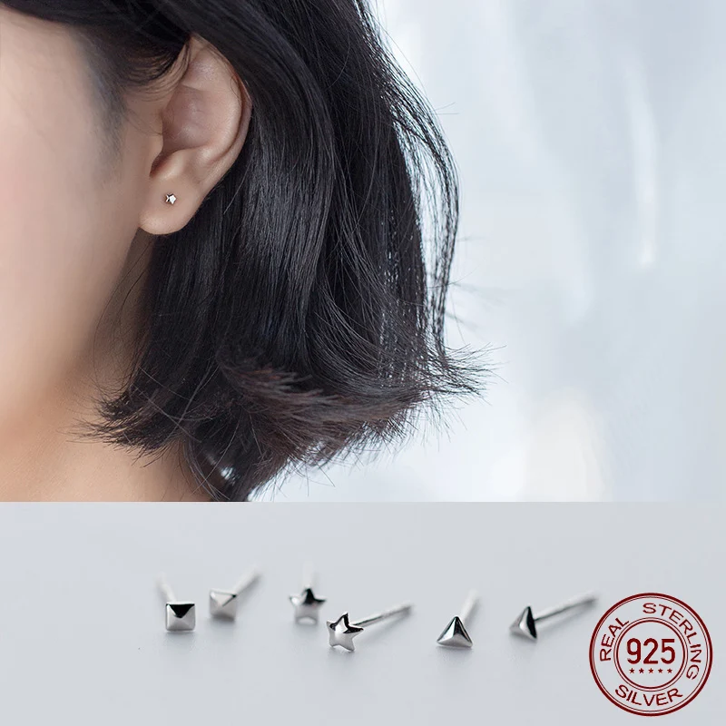 

Женские серьги-гвоздики из серебра 925 пробы, с квадратными и треугольными звездами