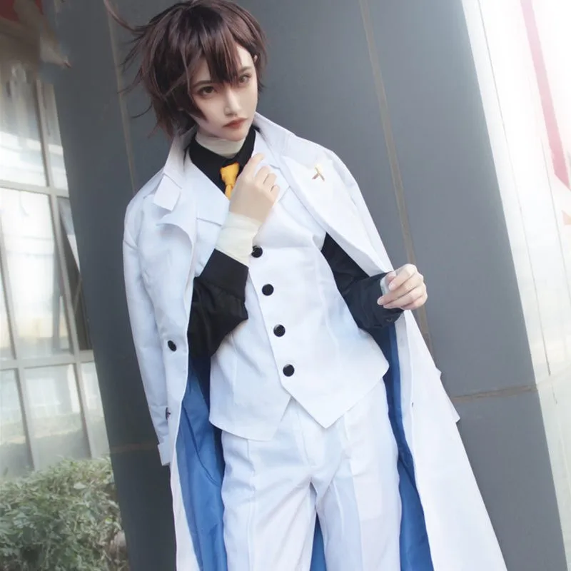 

Костюм для косплея дазай Осаму из аниме «бродячие псы» для мужчин и женщин, Модный Полный комплект из рубашки, жилета, куртки, брюк и галстука