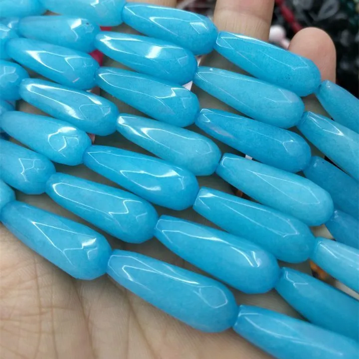 blue 2 13 шт. природа полудрагоценный камень струны граненый камень бисер для украшения серьги капли 23x11 мм топ мода аксессуары бусы - Цвет: blue 2