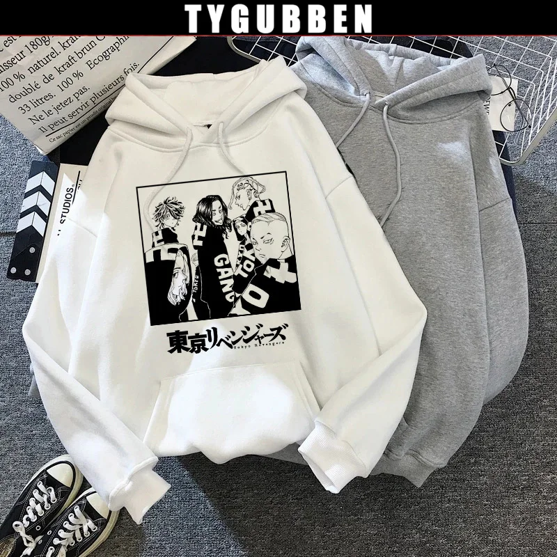 

Толстовка женская оверсайз с длинным рукавом, свитшот с принтом японского аниме Токио Мстители, готический свитшот в стиле Харадзюку