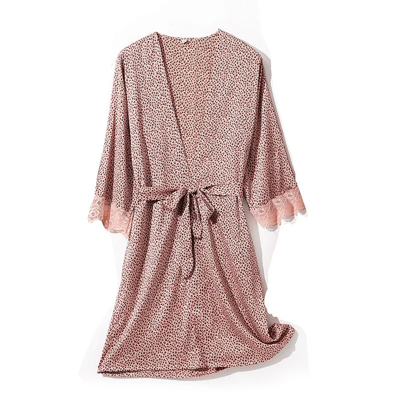 

Lace Trim Robe Women Satin Sleepwear Bride Bridesmaid Wedding Bathrobe Sexy Kimono Bath Gown Spring Summer New Nightwear