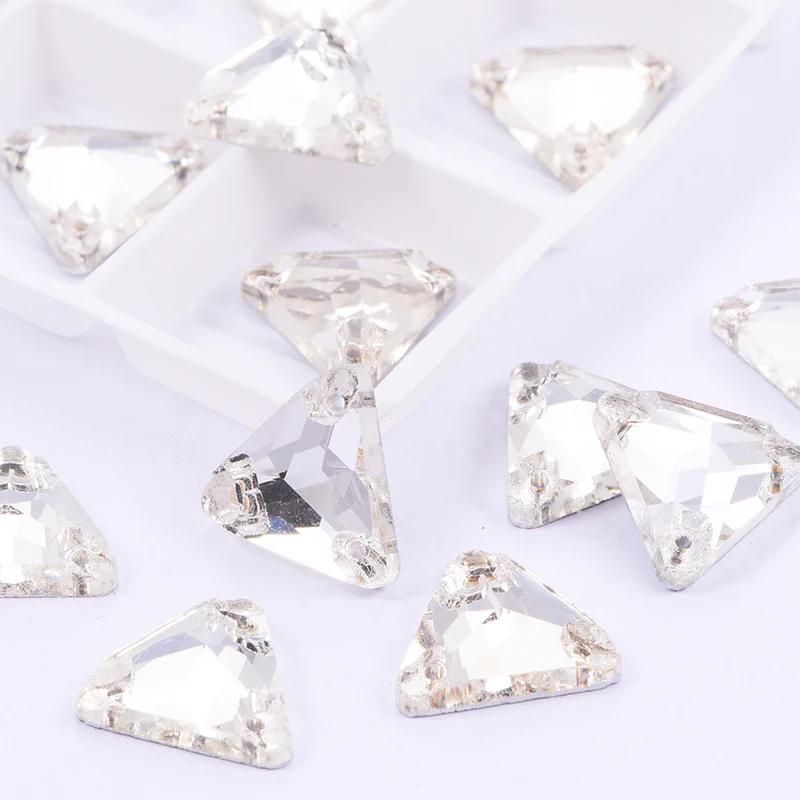 Трехугольный белый камень стекло стразы для шитья лучшие стеклянные с плоским