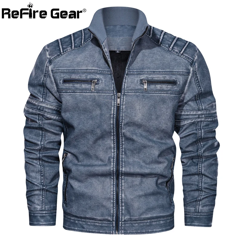 ReFire Gear Pilot Faux Leather Military Jackets Men Motorcycle PU Tactical Casual Winter Thick Warm Bomber Coats | Мужская одежда