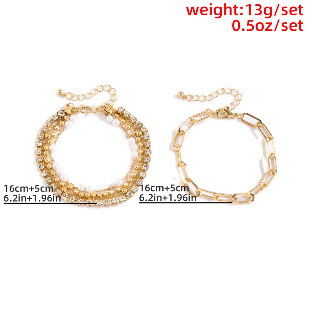 

Fashion Gold Color Beads Beaded Bracelets Set for Women Pearl Multilayer Bohemia Crystal Bangles Bracelet Charm Party Jewelry