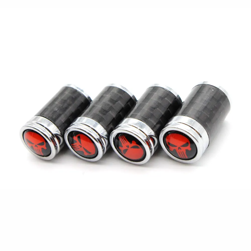 4 шт./компл. медь + углеродное волокно Череп Стиль крышка на стержень клапана шины