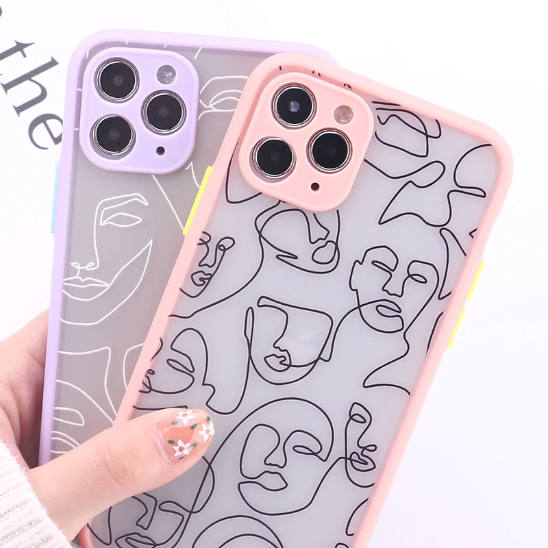 abstract geometric line phone case for iphone 11 12 pro max x xr xs max 7 8 plus bumper matte back cover coque free global shipping