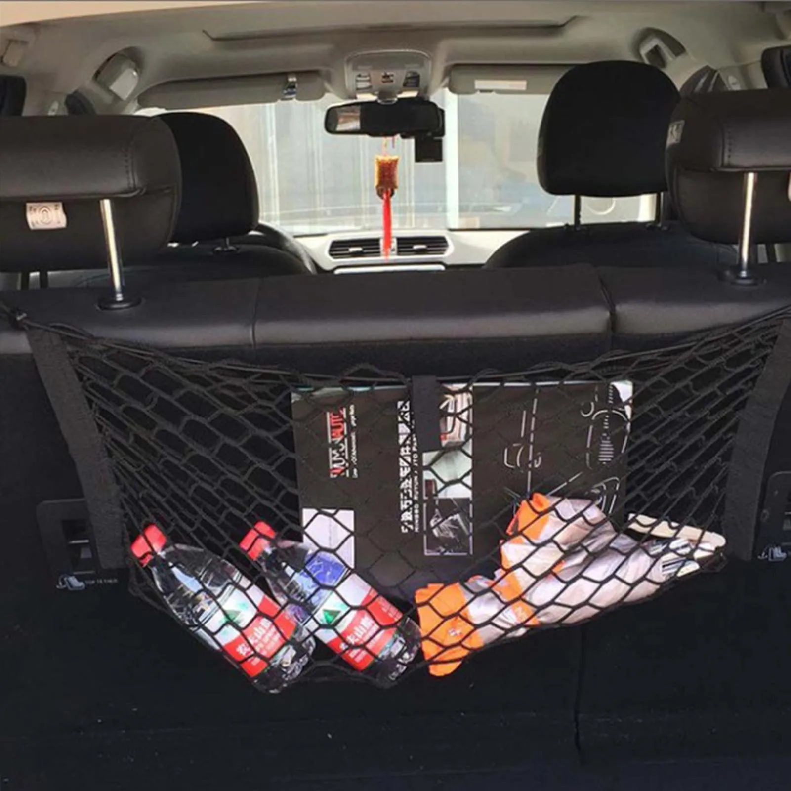 

Universal Flat Net Cover Car Storage Mesh Organizer 4 Hooks String Bag for Trunk