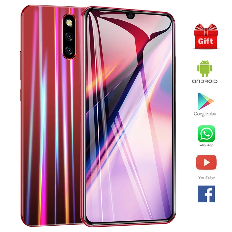 Большой экран 6,3 дюйма 13,0 М камера 64 ГБ Android смартфон распознавание лица разблокированный мобильный телефон Google Play БЕСПЛАТНО 3,5 мм наушники подарок