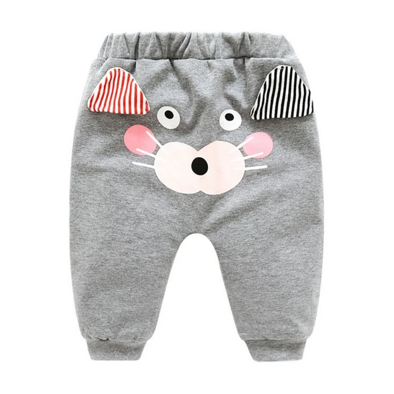 Осенние милые хлопковые свободные штаны с рисунком для маленьких мальчиков и