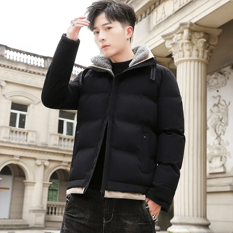 

2020 Winter New Men Cotton-padded Clothes Fashion Warmth and Comfort Male Jackets, Lamb Collar Short Parkas