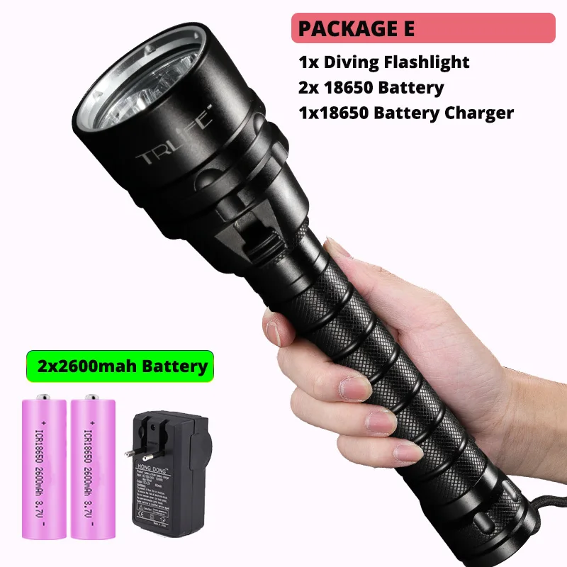 

TRLIFE IP8 водонепроницаемый фонарь для дайвинга 5200 мАч