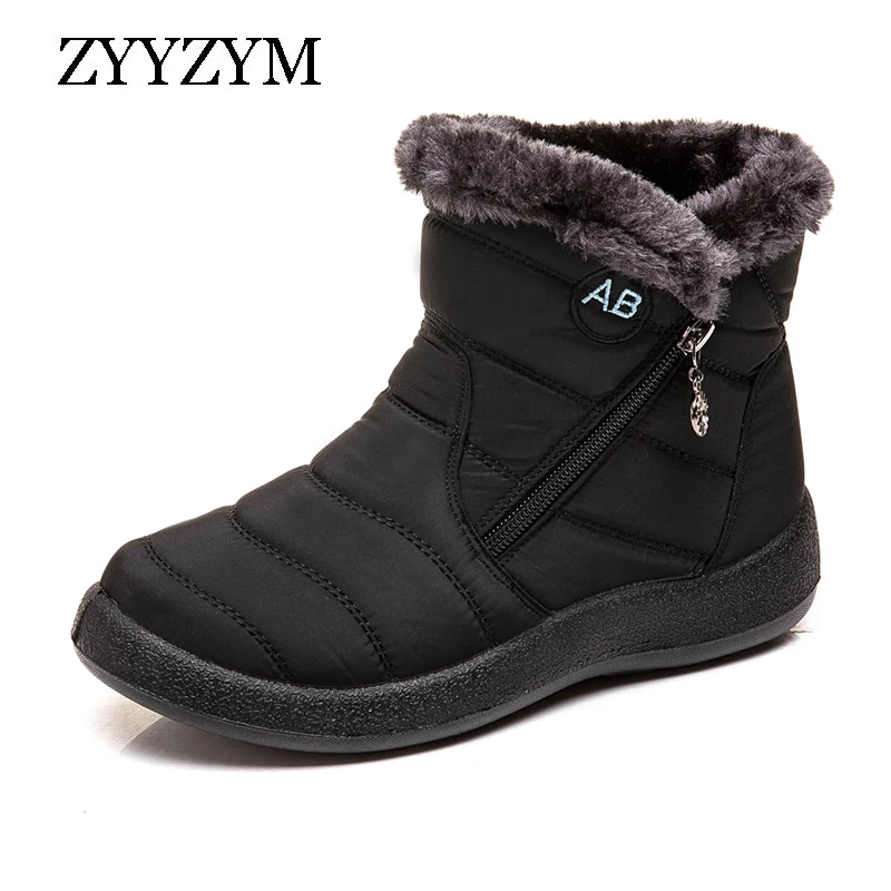 

ZYYZYM Women Boots Winter Snow Boots Mother Women's Winter Boots Waterproof Cloth Plush Keep Warm Cotton Shoes Woman Botas Mujer