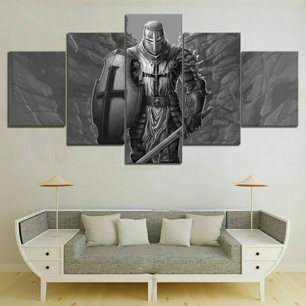 

Knight Templar Warrior Medieval Poster 5 Pcs Canvas Picture Print Wall Art Canvas Painting Wall Decor for Living Room No Framed