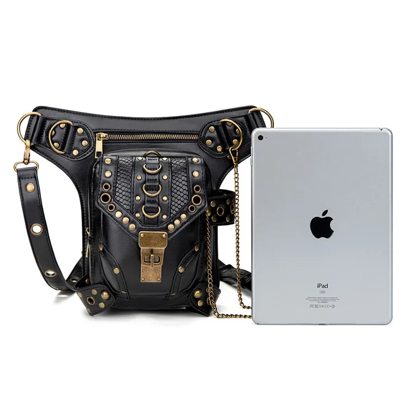 

New Fashion Chain Bag Steampunk Vintage Motorcycle Bag Women Shoulder Bag Cross-body Bag Women Men Waist Packs Waist Bags