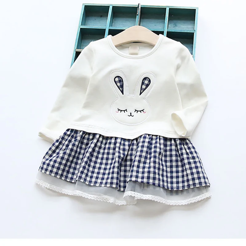 Toddler Children Dress Girl Baby Clothing Autumn Long Sleeve Casual Rabbit Princess Party Clothes Children's | Детская одежда и