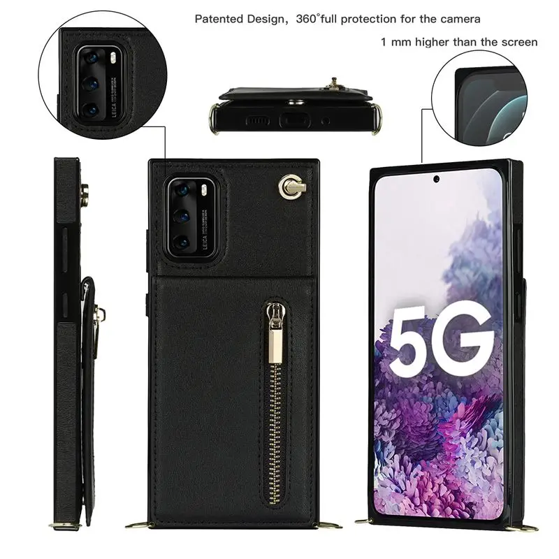 Кожаный чехол для HuaWei P40 P30 Mate 20 30 40 Pro Lite чехол-кошелек с ремешком карт держатель
