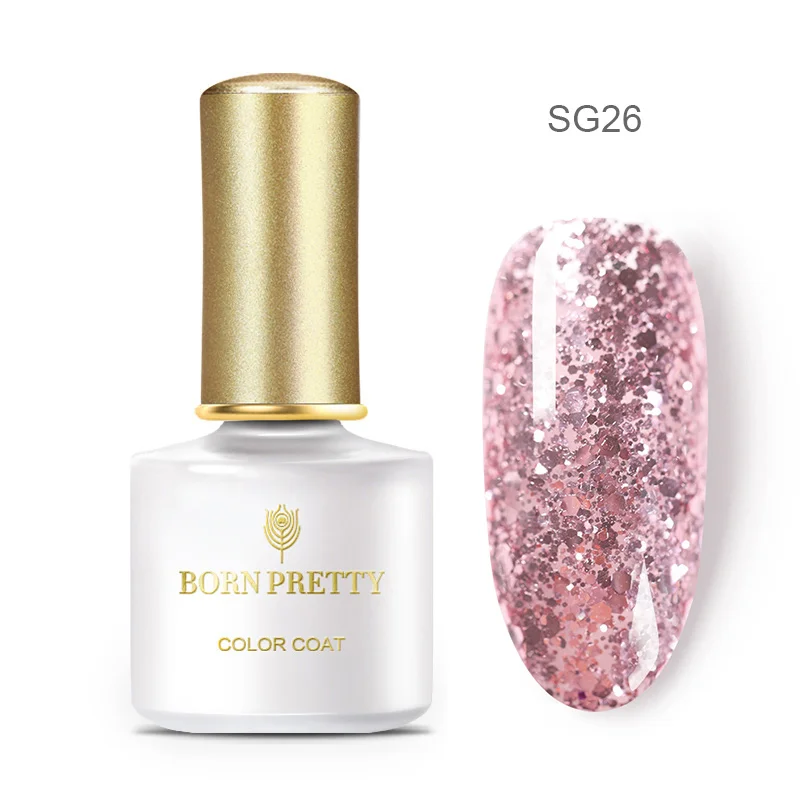 BP-SG26 Гель-лак для ногтей BORN PRETTY с блестящими блестками, 6 мл, глазирующий УФ-гель розового, золотого, серебряного цвета, сияющий, впитывающий УФ-Гель-лак для ногтей - Цвет: BP-SG26
