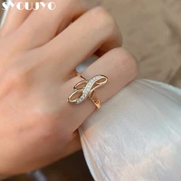 syoujyo hollow 585 rose gold crystal flower womens ring bright natural zircon prong setting romantic bride wedding rings gift