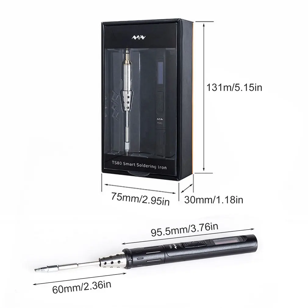 

New TS80 Mini Portable Digital Electric Soldering Iron Adjustable Temperature Solder Station OLED Display USB Type C Power QC3.0