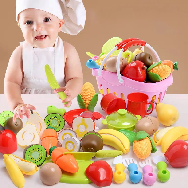 

18/22psc Simulation Kitchen Toy Montessori Cut Fruits Vegetables Kitchen Utensils Toys Pretend Play Cooking Interest Cultivation