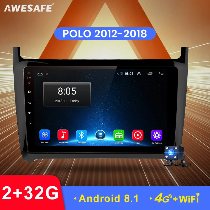 AWESAFE 2 din Android 8 1 автомобильный Радио мультимедийный видео плеер gps навигация для