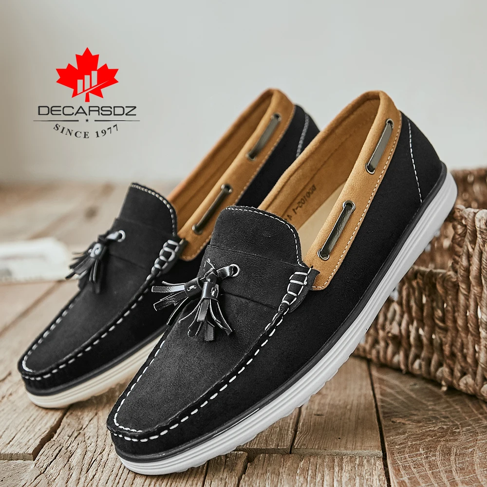 DECARSDZ Men Loafers 2022 New Spring Shoes Suede Leather Casual Comfy Slip-on Fashion Drive footwear Boat | Обувь