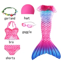 5pcsset new arrival rain girls bow mermaid tail swimsuit children the baby birthday party cosplay beach clothes no monofin