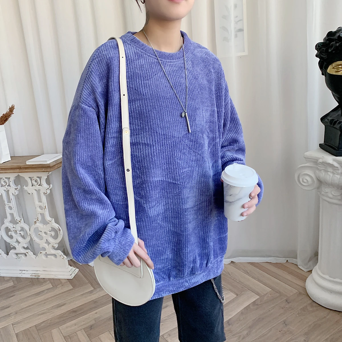 sky blue Осень, мужской пуловер для школьника, одежда, свободные пальто, 4 цвета, толстовки, хлопковая одежда, круглый воротник, повседневные толстовки, M-2XL - Цвет: sky blue