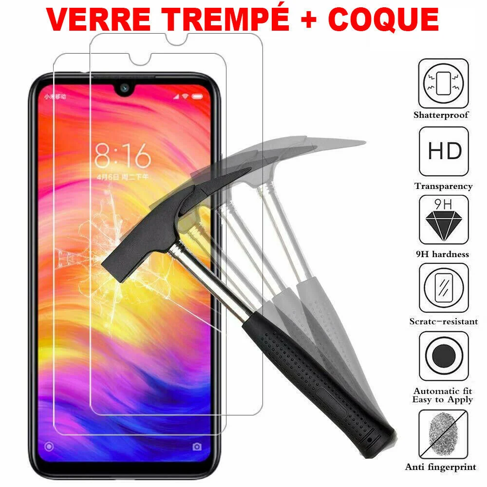 

Coque Slim Housse Xiaomi+ Film Protection Verre Trempe For Redmi Note 7 8 8t 9 Pro