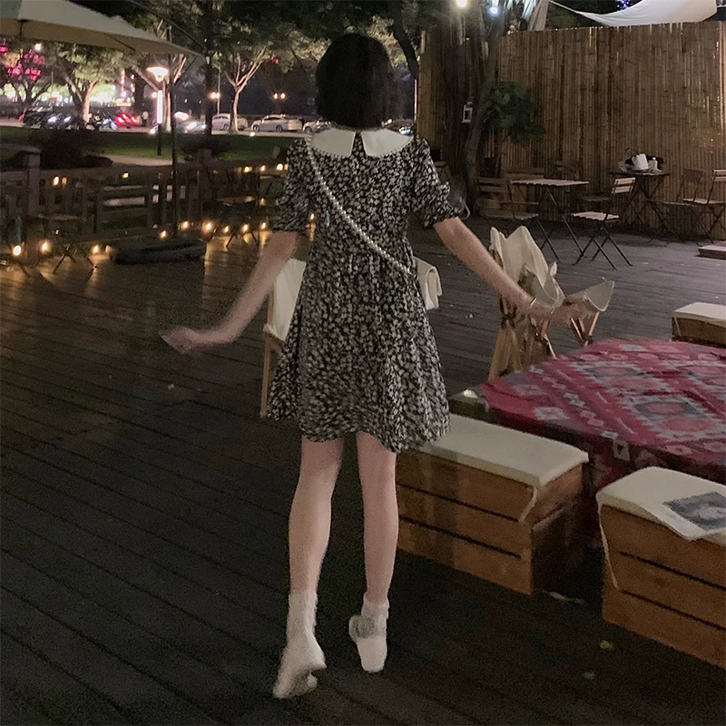 

COIGARSAM Floral Print Women dress Summer Chiffon High Waist Dresses 13161