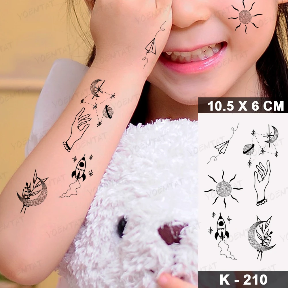 

Waterproof Temporary Tattoo Sticker Small Rocket Universe Sun Flash Tatoo Cute Planet Finger Wrist Fake Tatto For Body Art Women