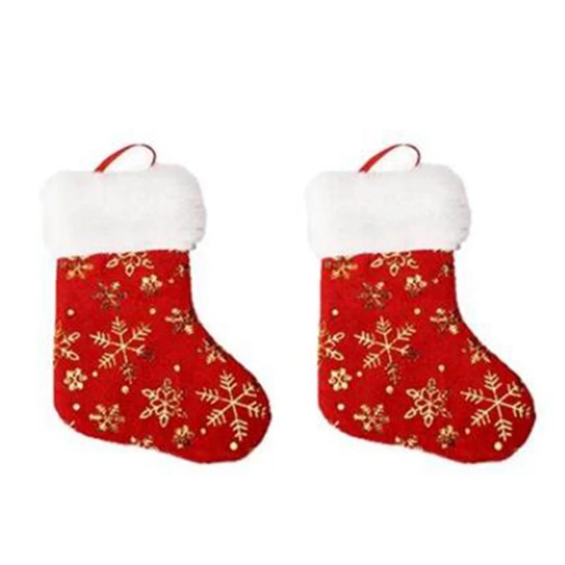 

12Pcs 7Inch Christmas Stockings Candy Gift Bag Snowflake Socks Hanging Xmas Tree