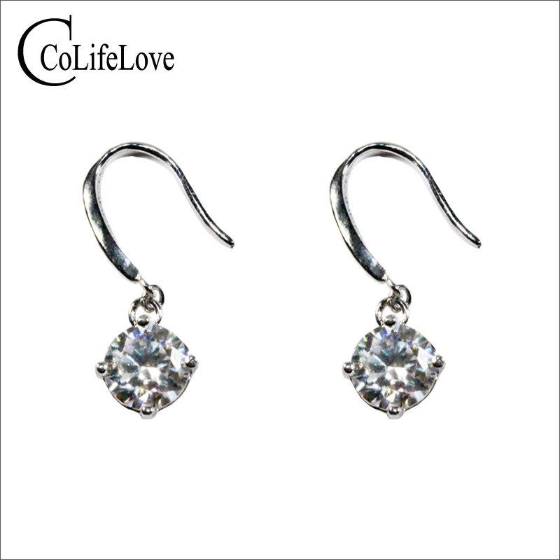 Серьги подвески из серебра 925 пробы с муассанитом|Серьги-подвески| |