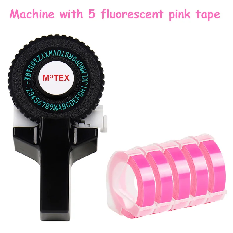Черный цвет MoTex E101 принтер мини DIY Ручная Совместимость для dymo 3D тиснение ручная лента ручная машинка надпись машина - Цвет: machine add 5 tape