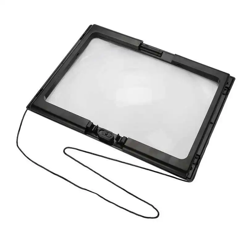 

Складная ультратонкий A4 полная страница увеличительное Стекло с 3X Лупа 4 светодиодный солнечного света для чтения