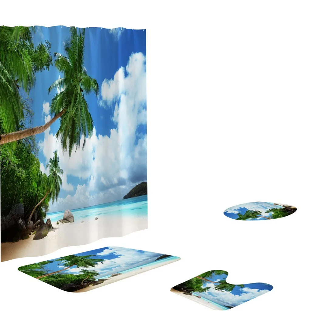 Украшение для унитаза 4 шт. занавеска душа противоскользящая присоска коврик