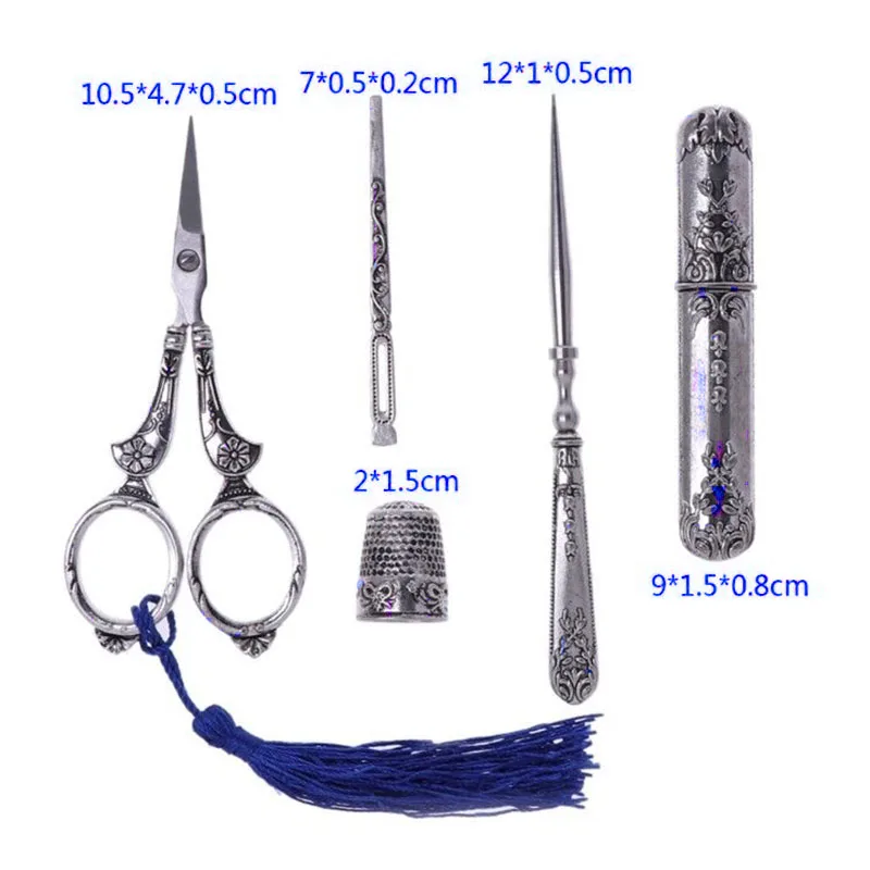 Набор швейных ножниц винтажный инструмент для вышивки сплав шило наперсток игла