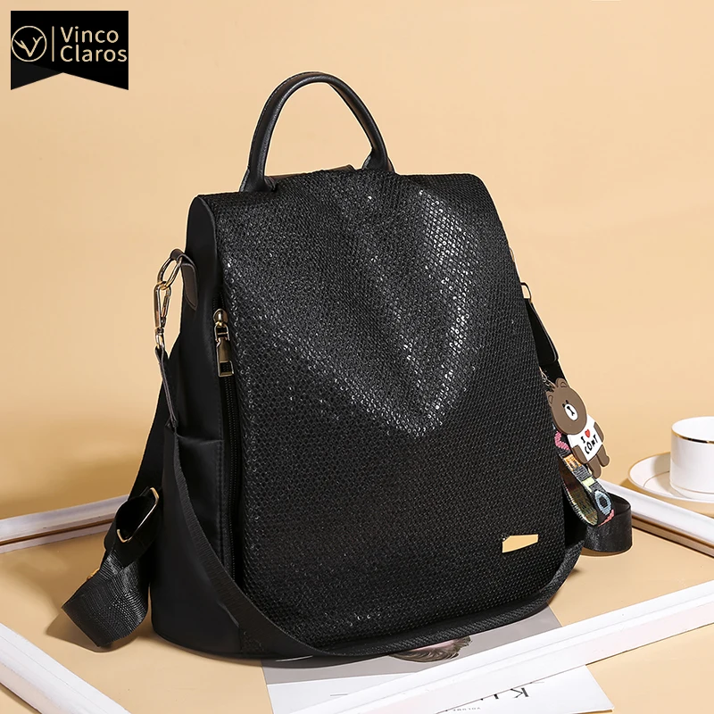 Женский рюкзак с блестками 2020 модные рюкзаки для подростков школьный из ткани