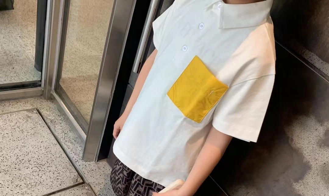 

Fashion brand children's clothing letter embroidery pocket cotton short sleeve polo t-shirt + shorts suit for boys and girls