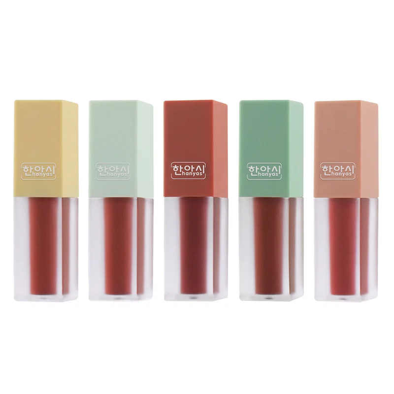 Waterproof Lip Glaze Set Matte No Smudging Non Sticky Cup Mild Mist Sense Moisturize Holding Makeup Long Lasting 5 Pcs |