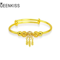 qeenkiss bt525 fine jewelry wholesale fashion woman girl birthday wedding gift dreamcatcher resizable 24kt gold bracelet bangle