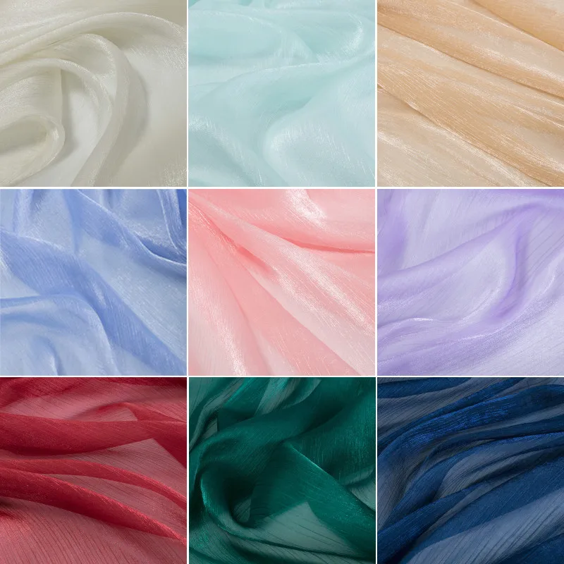 Блестящая прозрачная органза ткань для женских платьев черный белый темно-синий