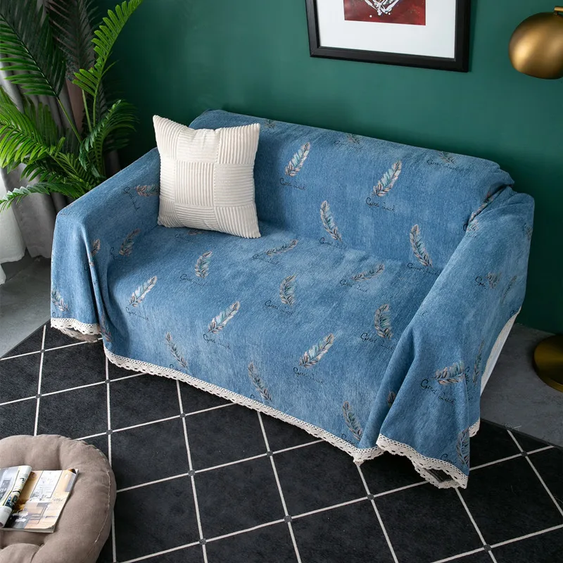 

Fashion Feather Chenille Sofa Towel Couch Cover Slipcover Thread Blanket Throw Sofa Cover for Living Room Furniture Sofa Case