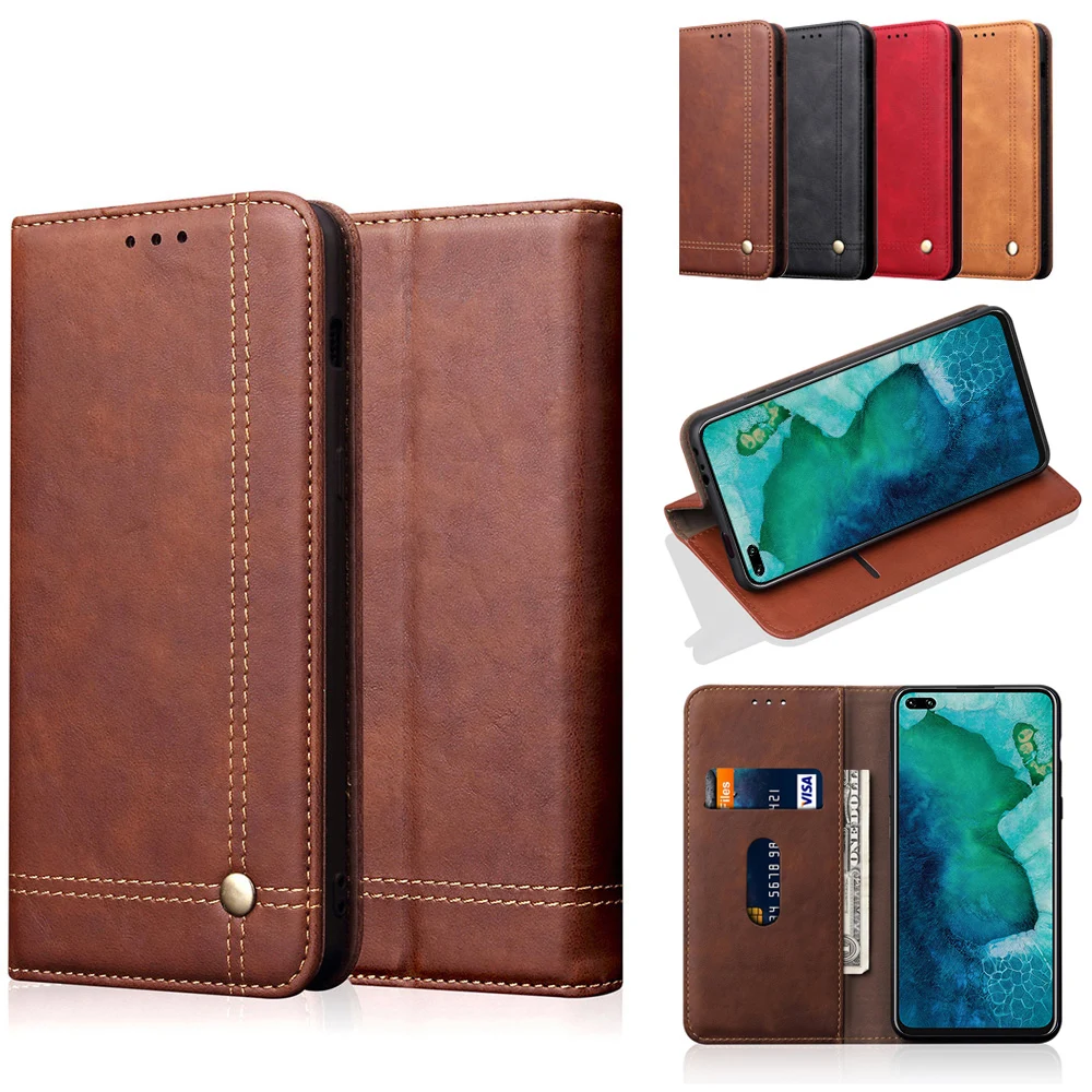 

Retro Crazy Horse Pattern Pu Leather Flip Stand Wallet Case For Honor V30 V20 30 20 30S Pro X8 With Card Slots Bag Coque Fundas