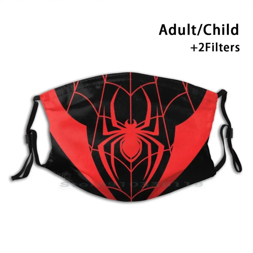 

Miles Spider Insignia Black & Red Mouth Design Anti Dust Filter Washable Face Mask Kids Video Games Playstation Insomniac