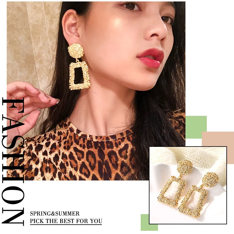 Женские серьги с круглой подвеской в виде сердца большие золотые геометрические