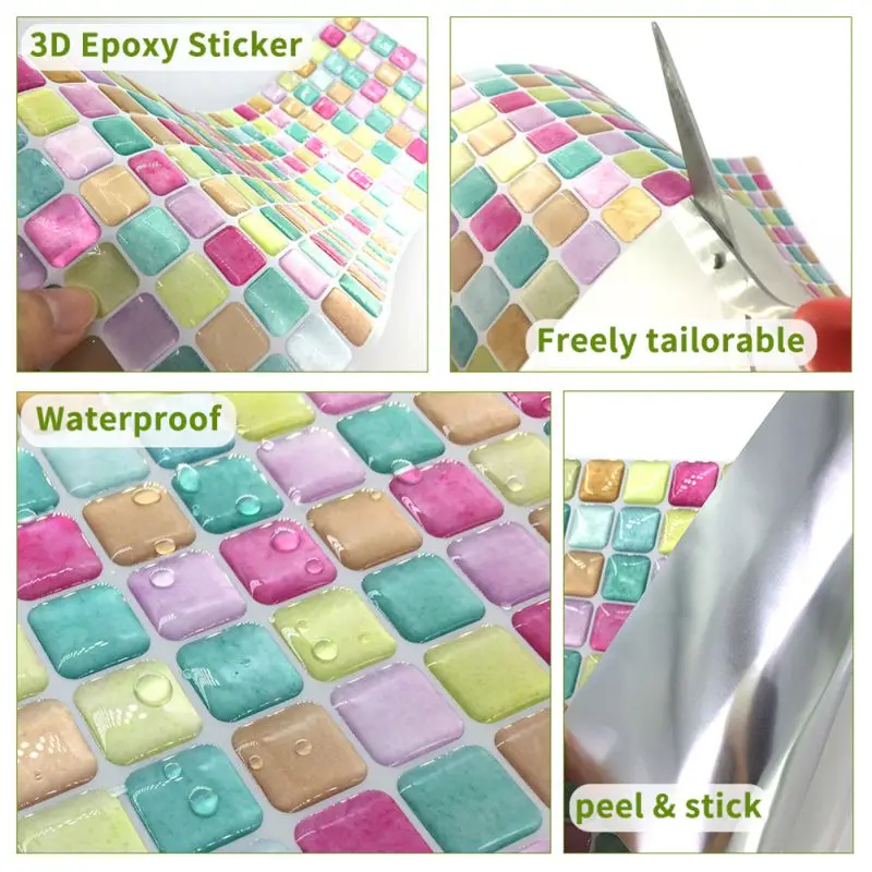 

ZL 5PCS Wallpaper Self-adhesive Foam Wallpaper Bedroom Warm 3d Stereo Wall Stickers Waterproof Home Decor For Kitchen Bathroom