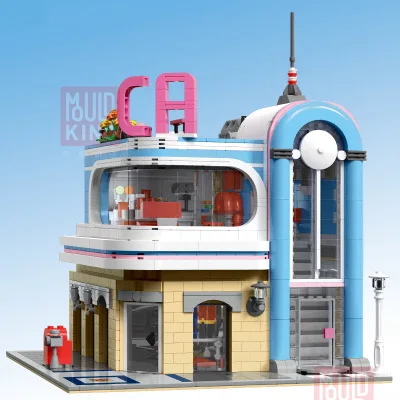 

MOC-32566 2078 PCS 16001 Street View Series Downtown Diner California Restaurant Building Blocks Bricks Toys for Children