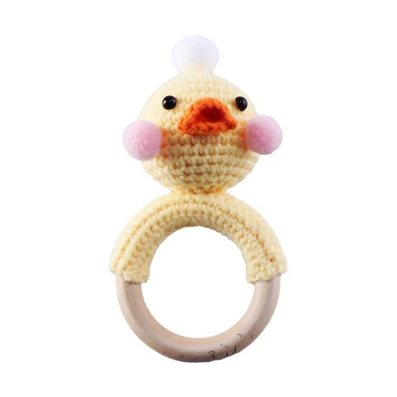 

Baby Wooden Rattle Toy DIY Crochet Animal Teether Gym Music Rattle Ring Soother Molar Newborn Pram Stroller Toys