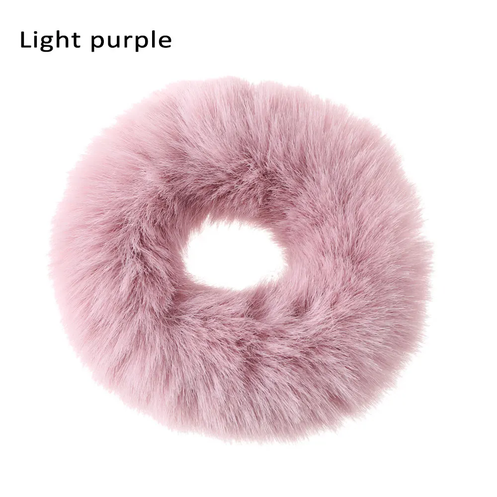 light purple Новинка года. Женские зимние плюшевые резинки из искусственного кроличьего меха. Эластичные резинки для волос. Модные аксессуары для волос - Цвет: light purple